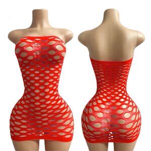 Women's Lingerie Fishnet Bodystocking Red